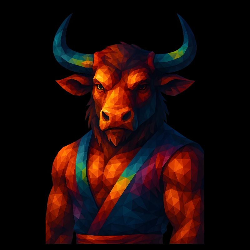 Animaux de style WPAP - Minotaure en pose