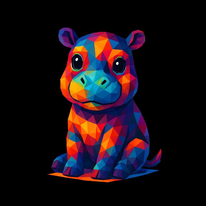 WPAP Polygon Kawaii Stil Baby Nilpferd Hippo