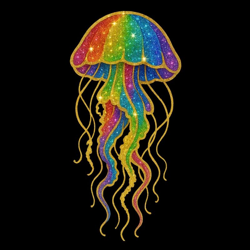 Glittery rainbow jellyfish print