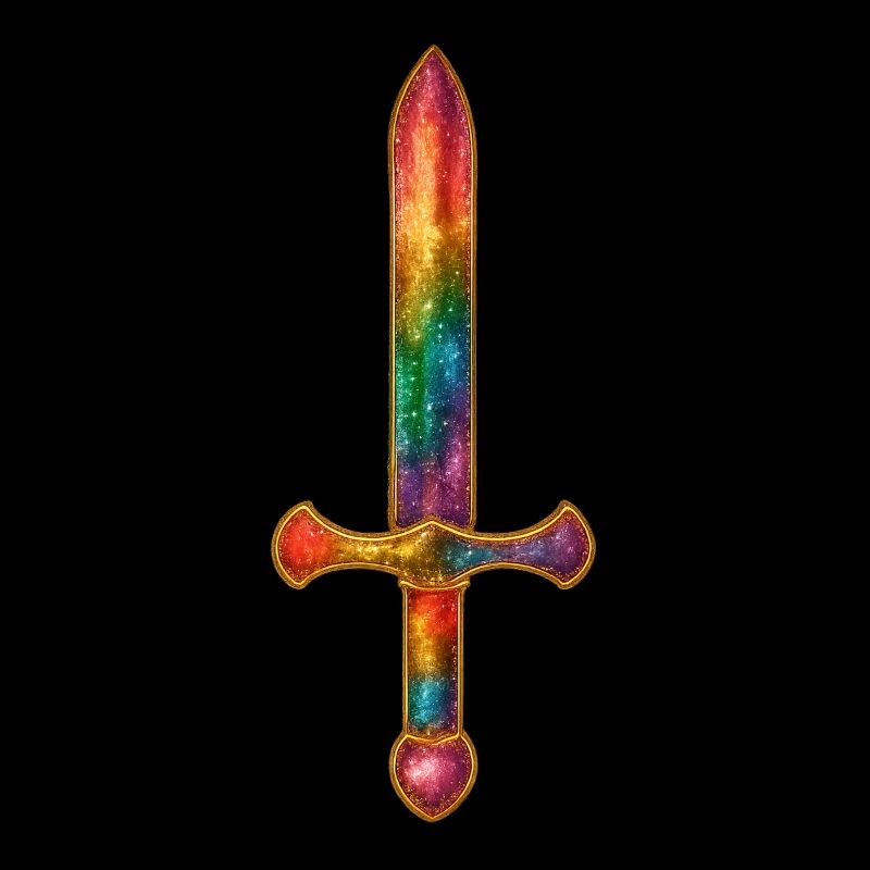 Épée arc-en-ciel avec bordure dorée