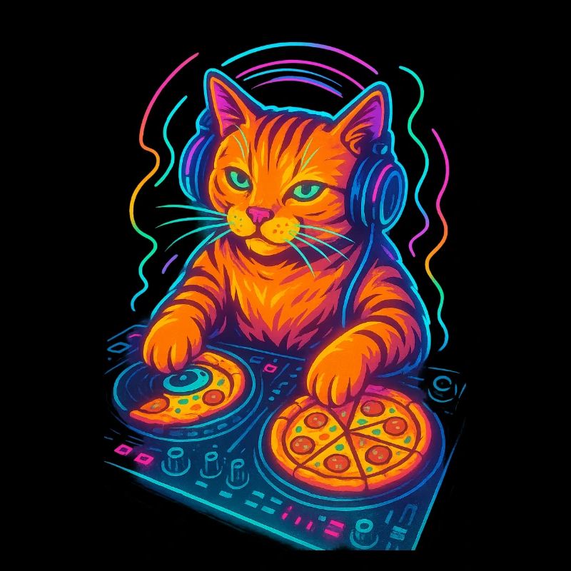 Neon DJ Cat Design