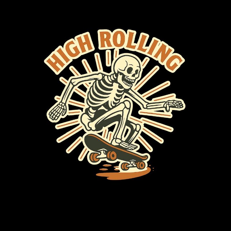 High Rolling Skeleton Skateboard