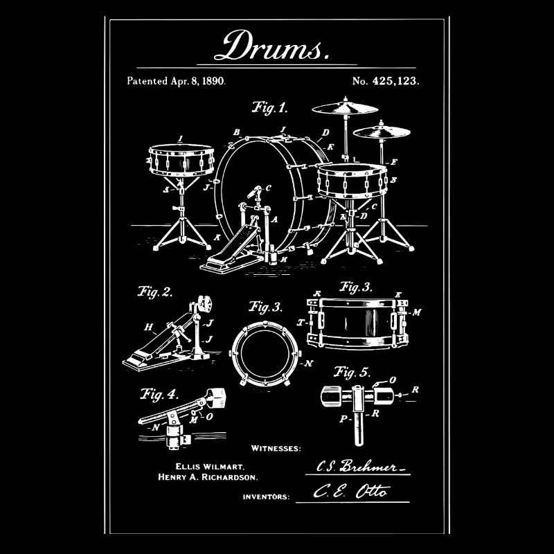 Vintage Drum Set Blueprint