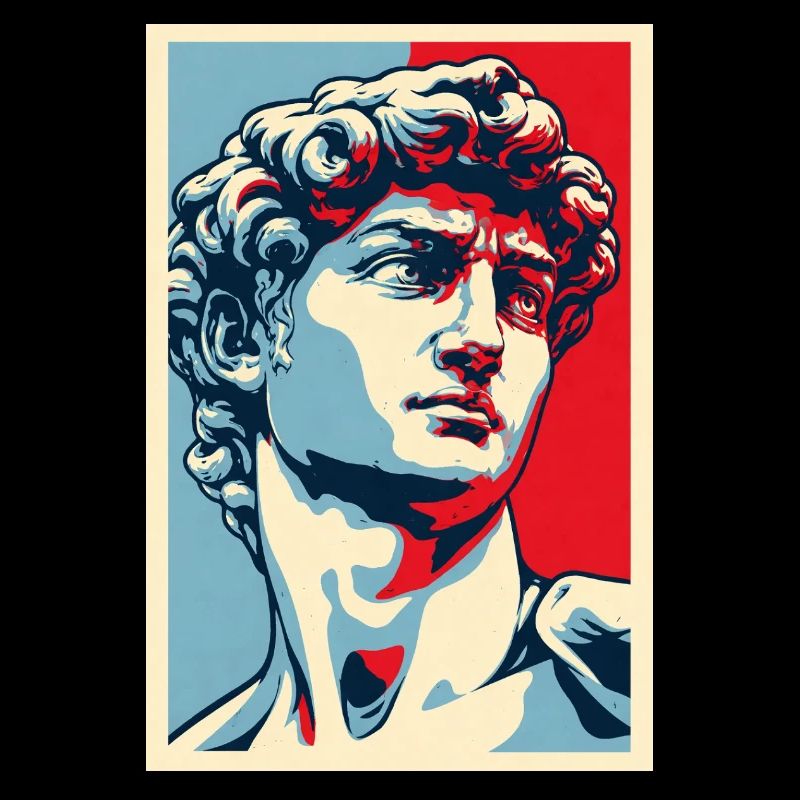David Michelangelo in Pop Art: Blue-Red Portrait