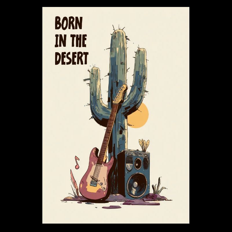 Guitare Desert Jam et Cactus Sunset