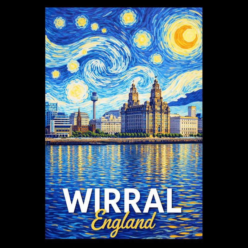 La silhouette de l’Angleterre du Wirral dans le ciel étoilé