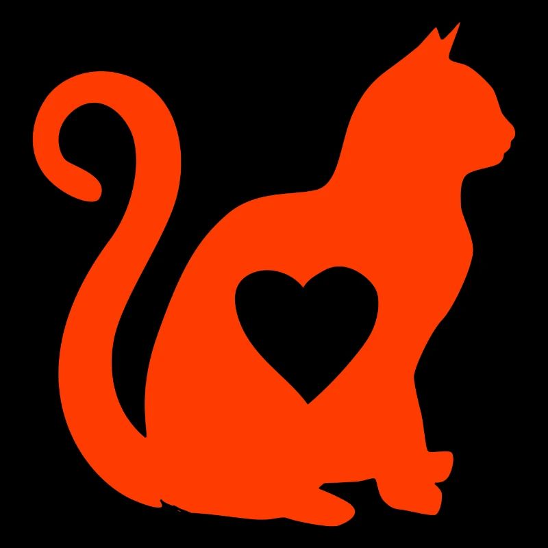 Orange Katze herz silhouette katzenlover black