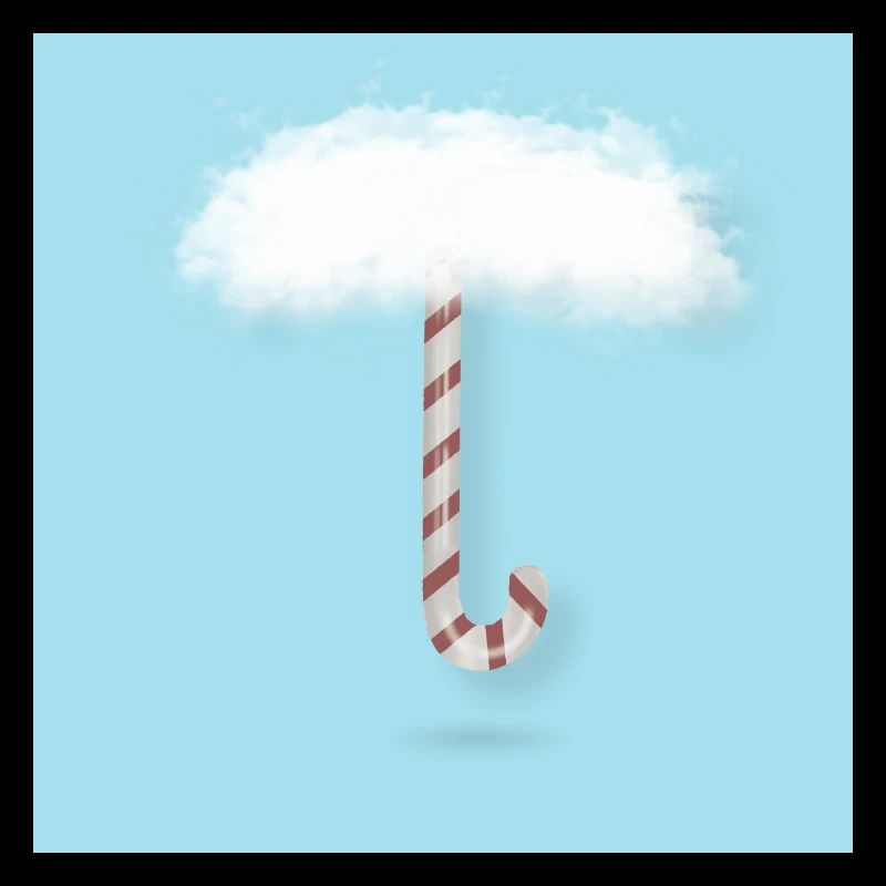 Candy Cane with Clouds