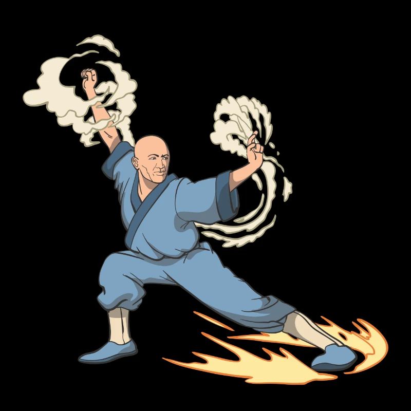 Fantasy monk fighter kick kick