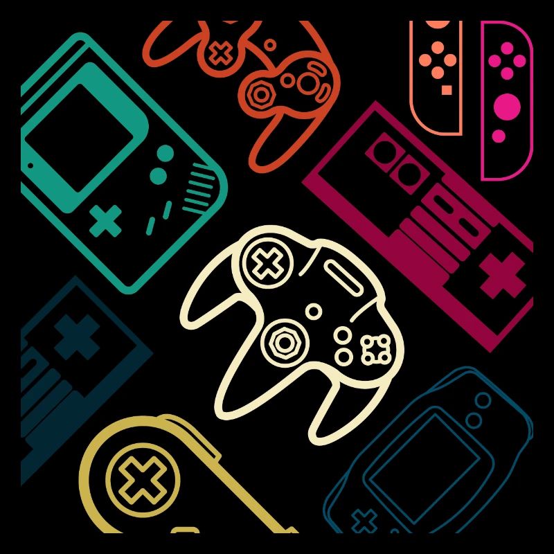 Videospiel-Controller in Neonfarben Maske
