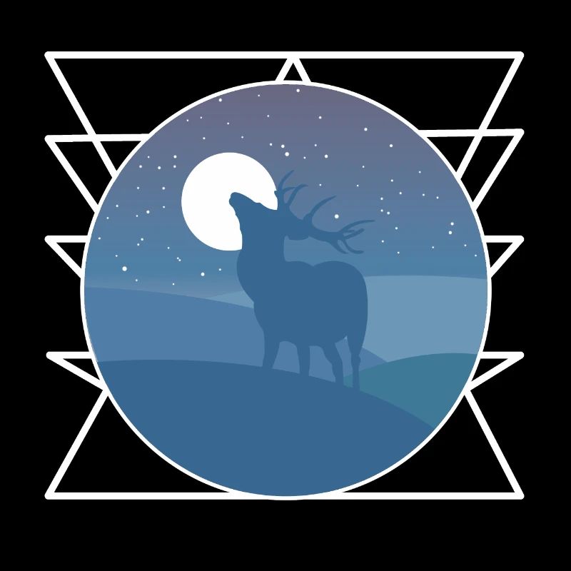 Deer in the full moon. Geometric shape gift