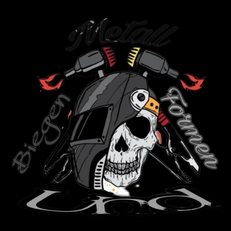 Skull with welding helmet and welding torch