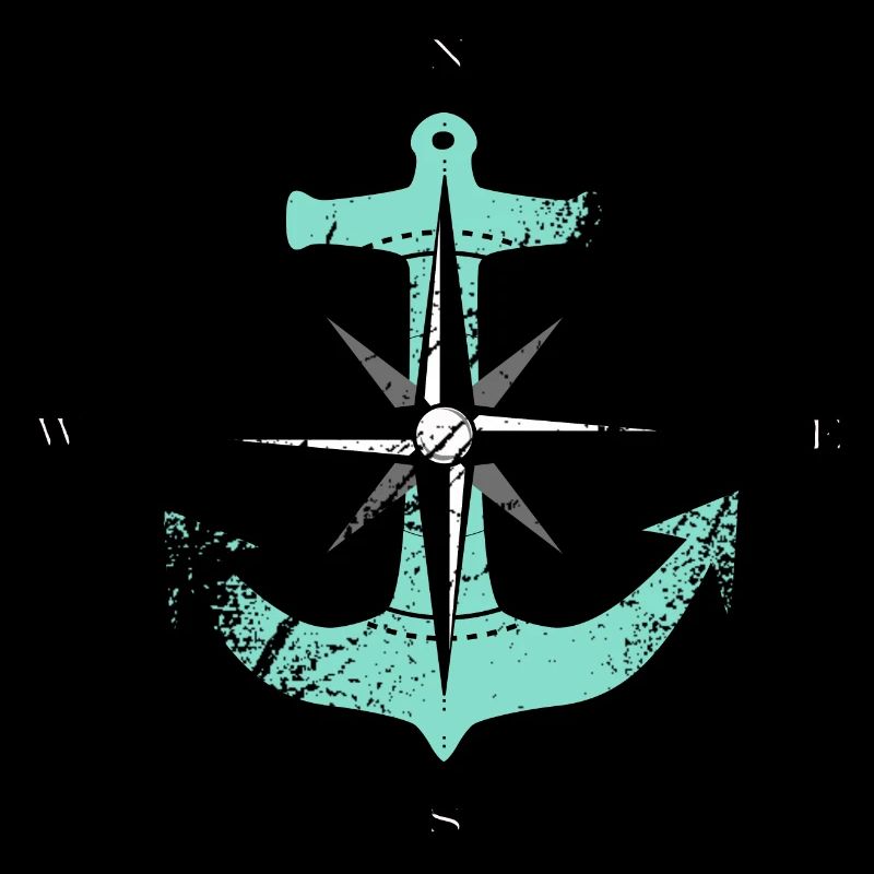Compass Rose Anchor Compass Maritime motif turquoise