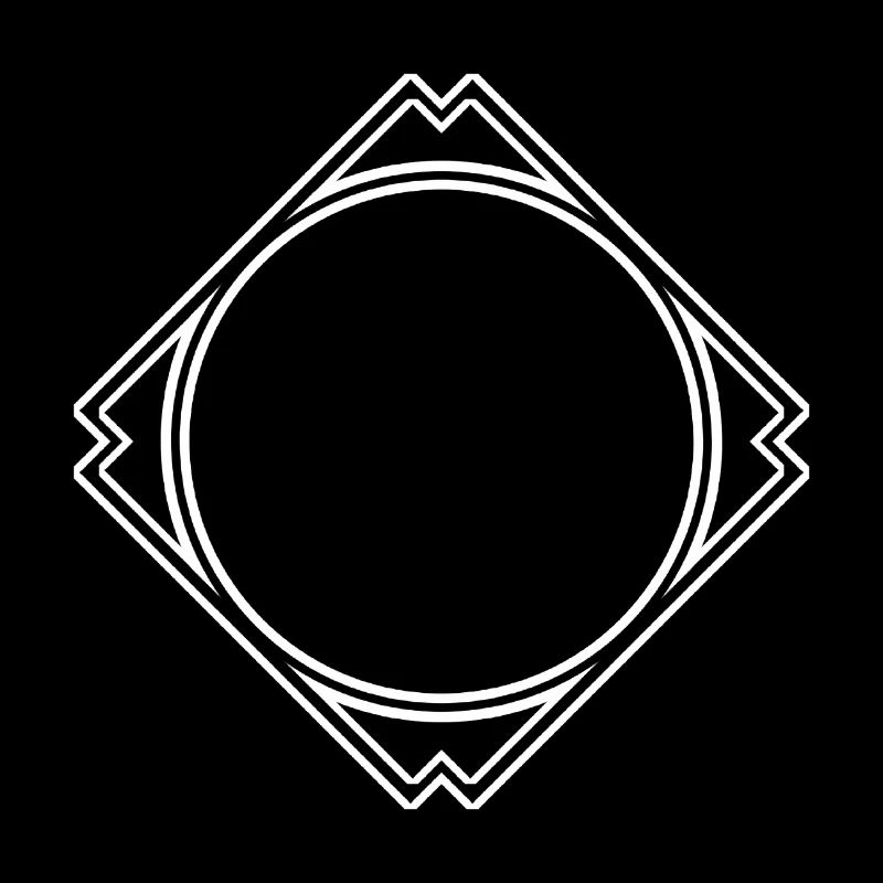 White circle in the square frame decoration