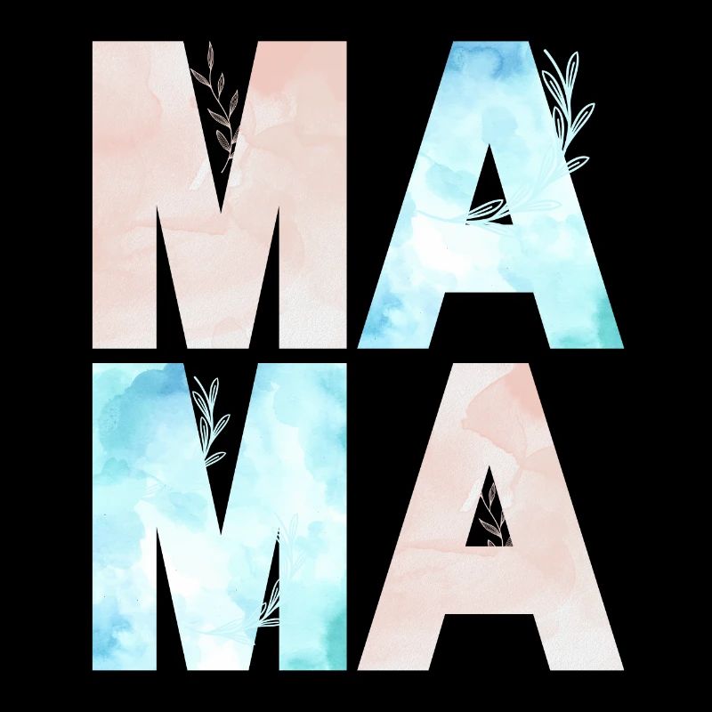 MAMA WATERCOLOR BLUE AND ROSE