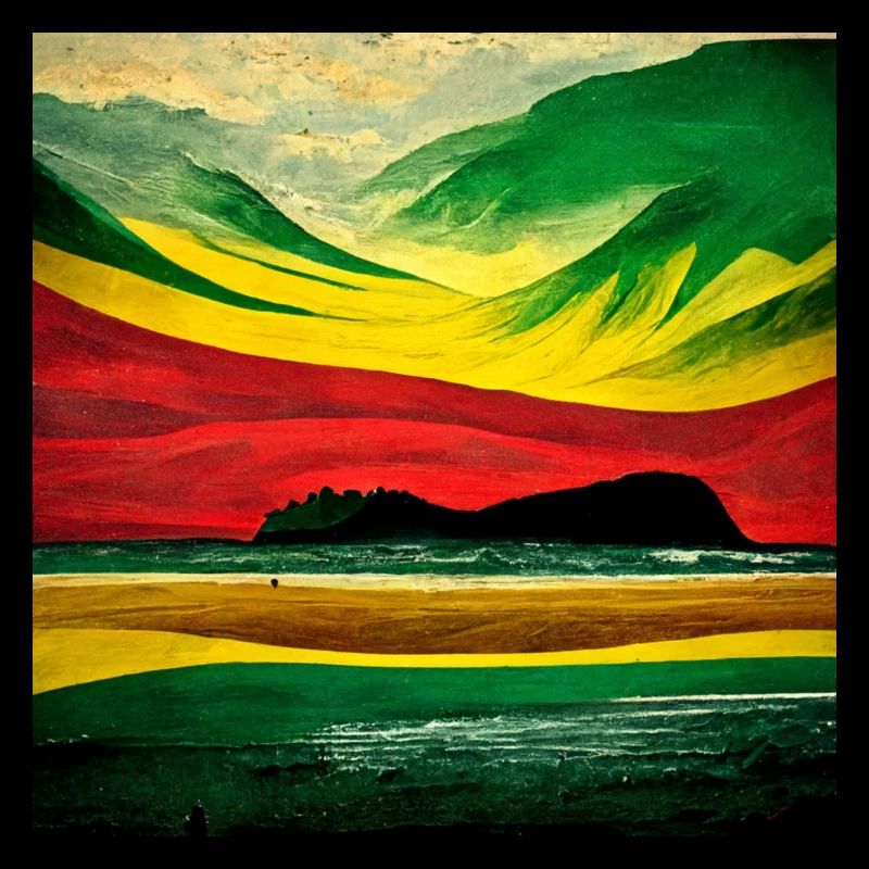 Rasta coloured landscape on the beach