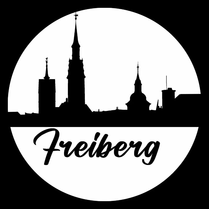 blanc, skyline, cercle, papier découpé,Freiberg