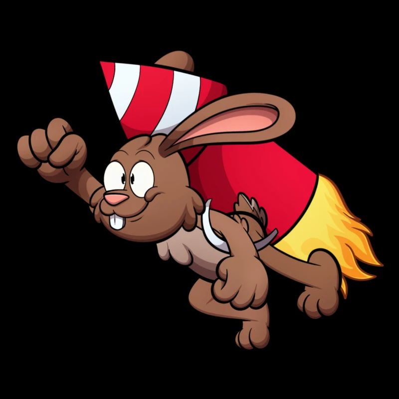Lapin avec jetpack pyrotechnique