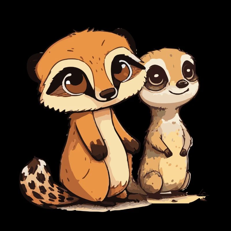 Comic Cute Kawaii Sticker Erdmännchen Hörnchen