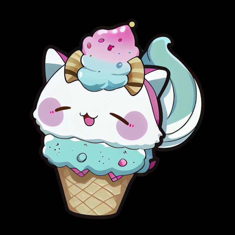 Süße Eis Waffel Anime Katze Manga Cartoon
