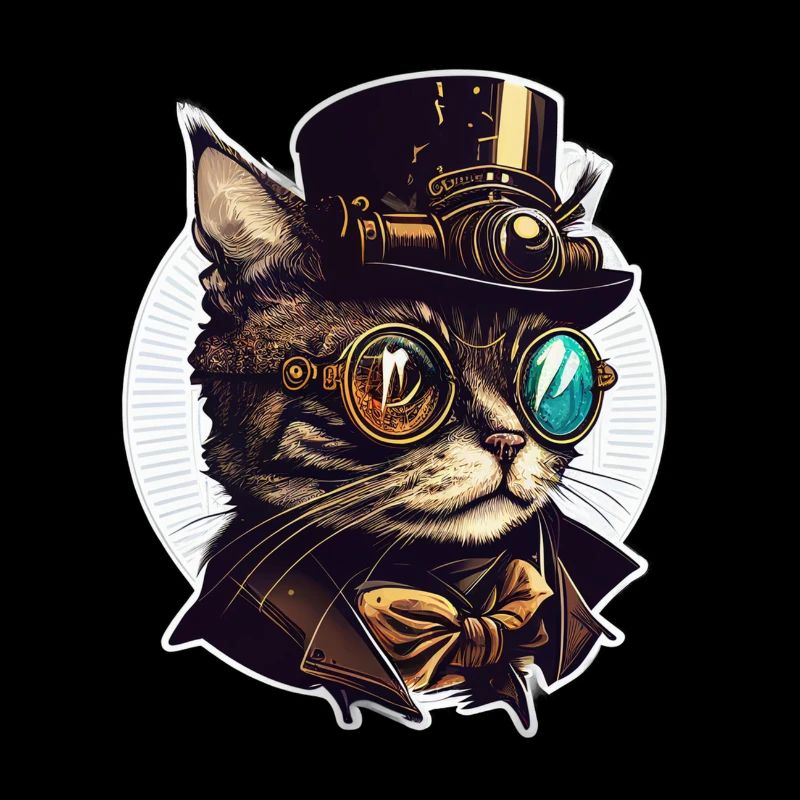 Steampunk Katze mit Hut und Brille