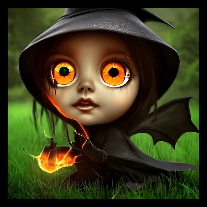 Cute witch with fire eyes