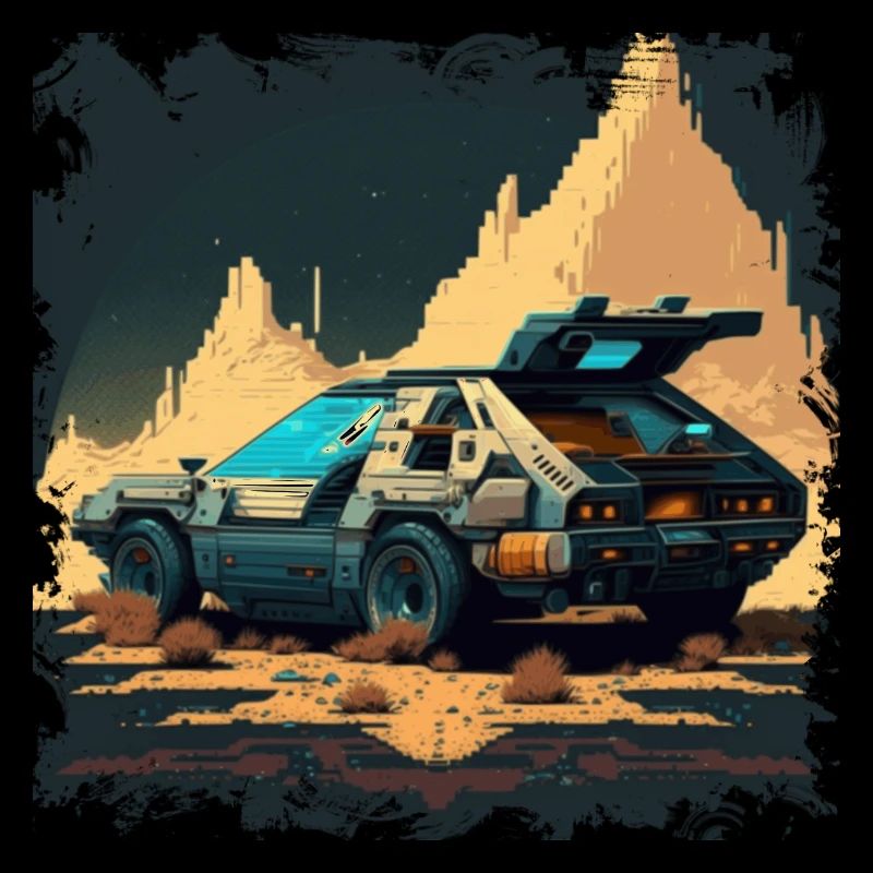 Voitures de course rétro dans le futur sous forme de pixel art