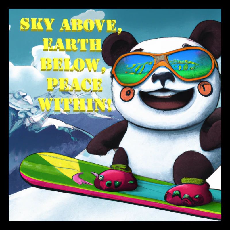Panda auf Snowboard Variante 1 Text