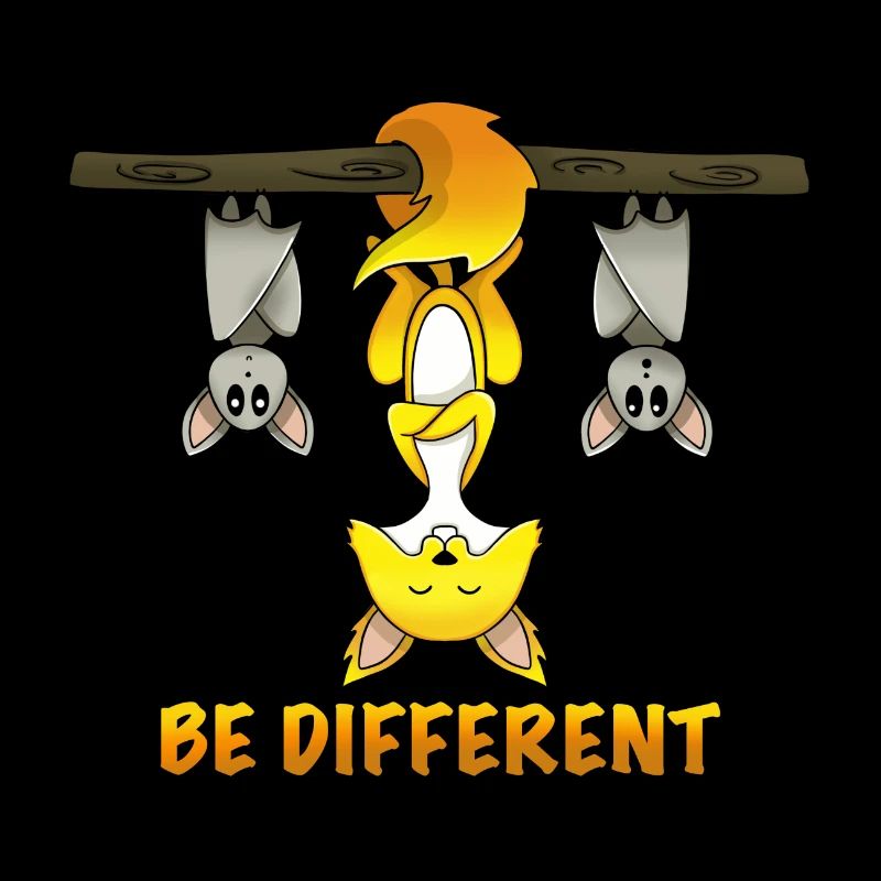 Funny red fox with cute bats