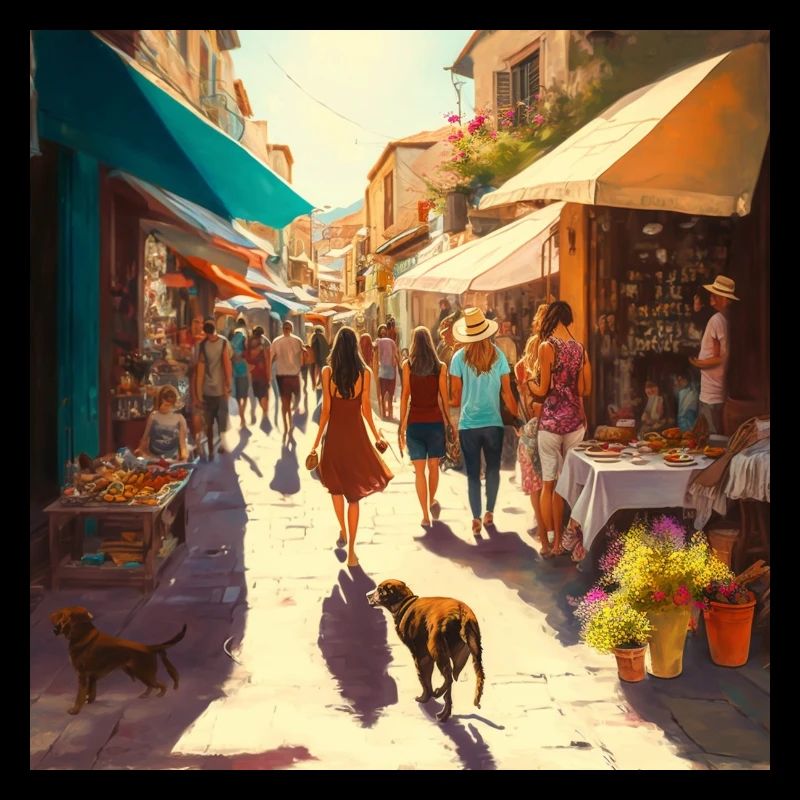 Filles marchent dans la rue, Dessin