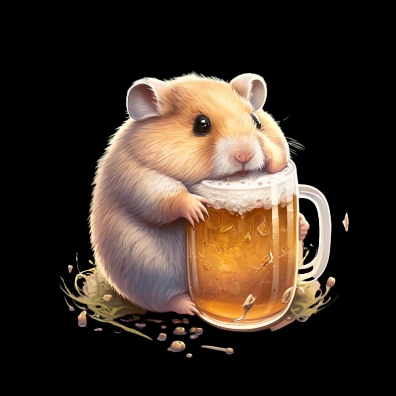 Kleiner dicker lustiger Hamster mit Bier