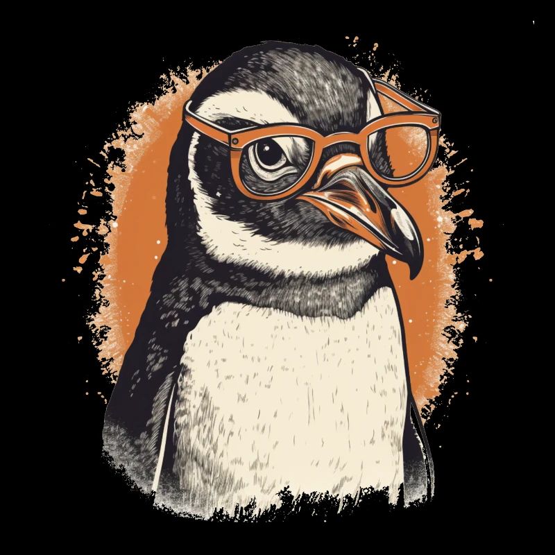 Nerdy Pinguin mit oranger Brille
