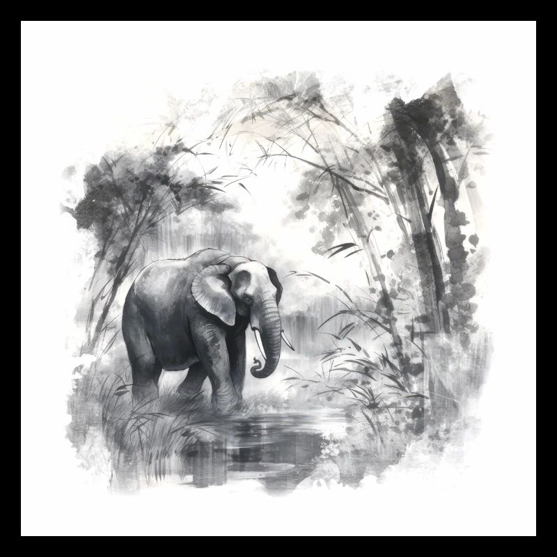 Aquarelle dessinant éléphant dans la forêt