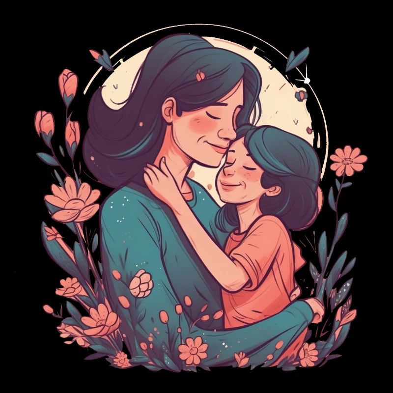 Wunderschönes Muttertagsdesign, Kind umarmt Mutter