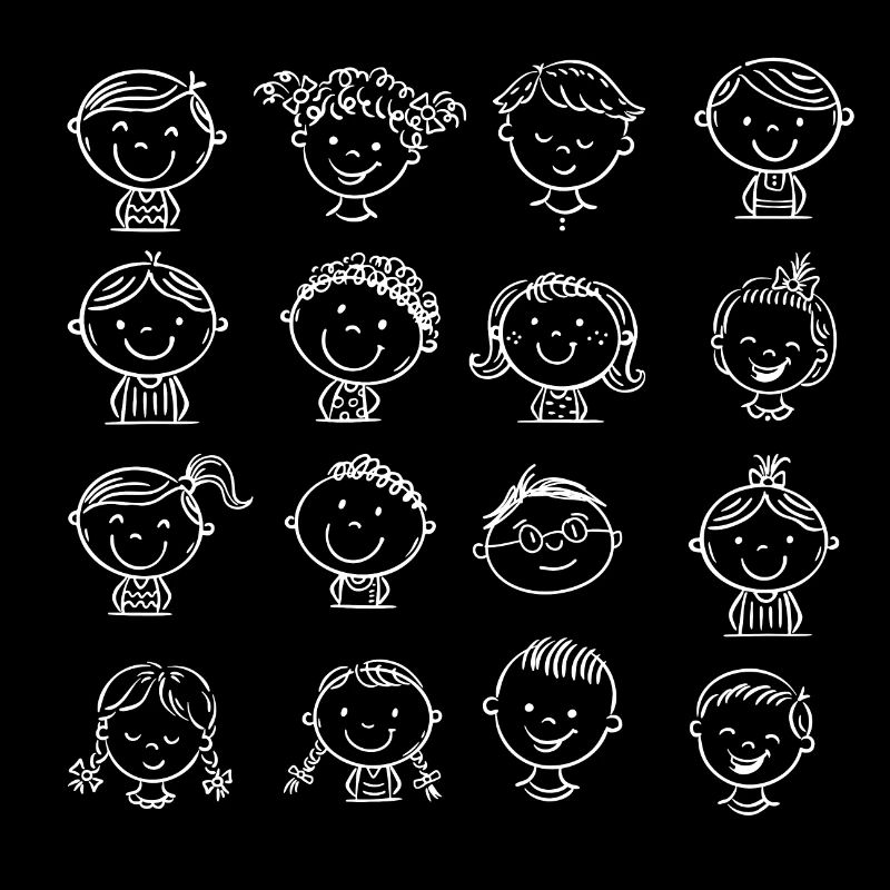 Illustration von Kindergesichtern