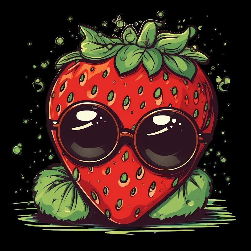 Coole Comic Erdbeere mit Sonnenbrille