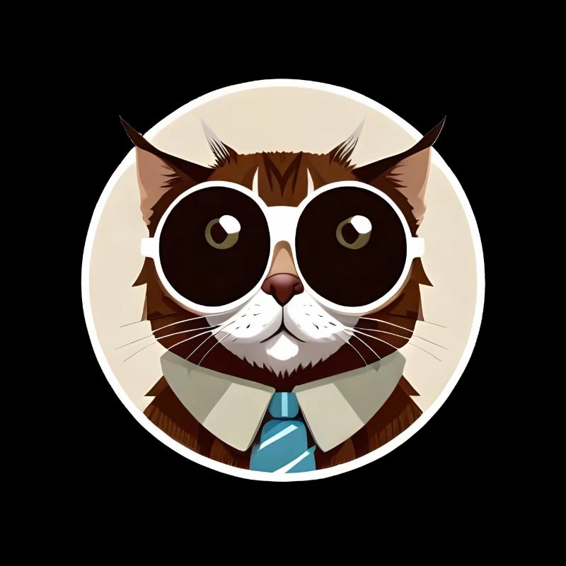 Chat rond mignon à lunette