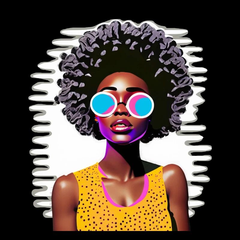 Femme avec afro dans le style pop art
