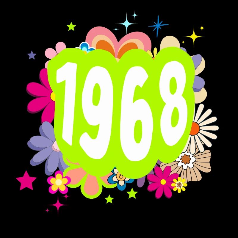 Year 1968 anniversary Floral Groovy