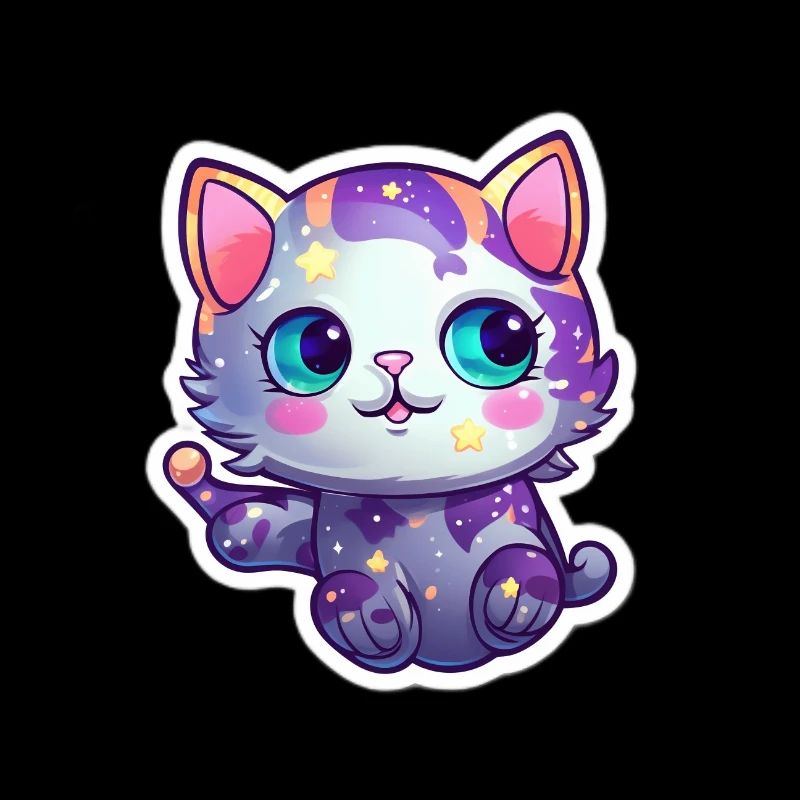 Mignon chat de dessin animé flottant dans l’espace