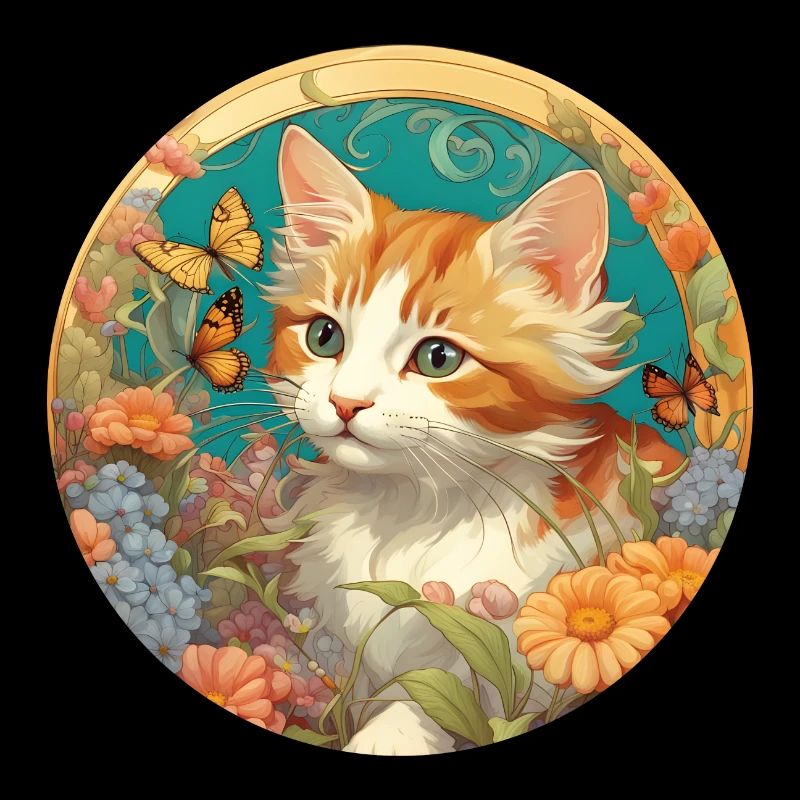 Chaton mignon dans un style naïf