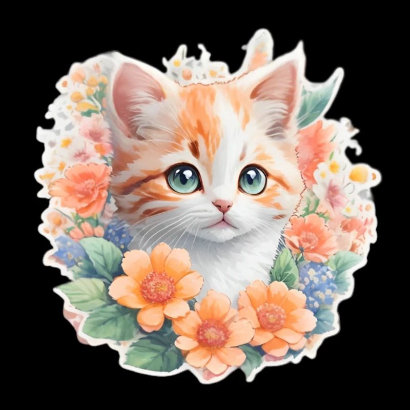 Bébé chat en fleurs