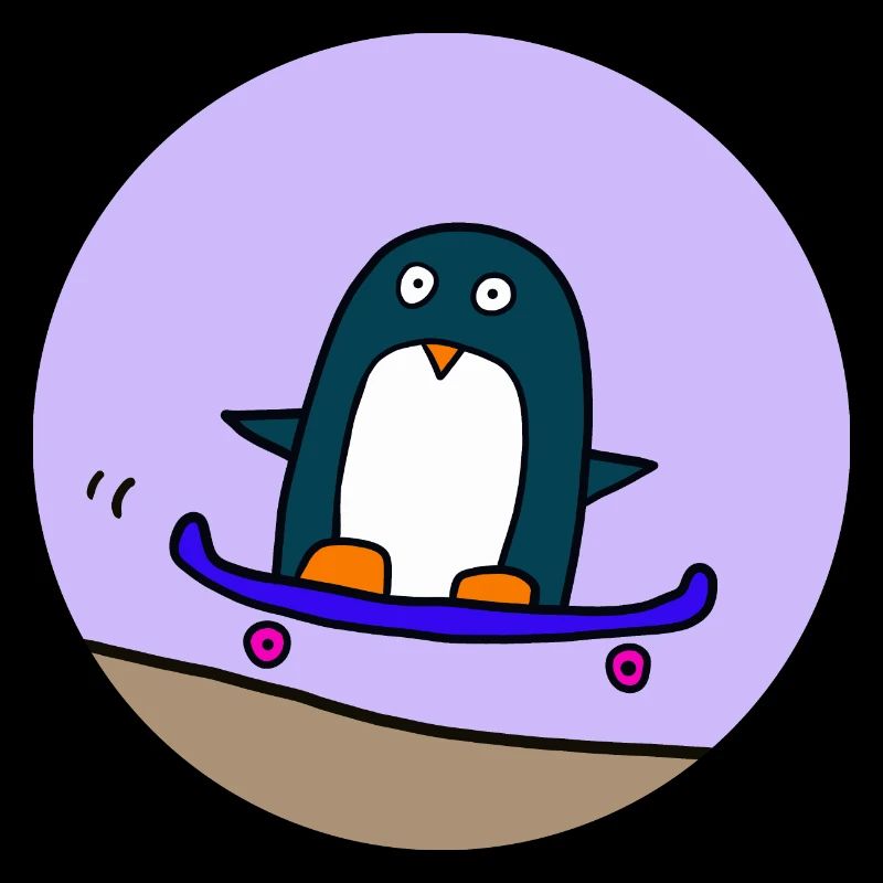 Penguin fait du skateboard