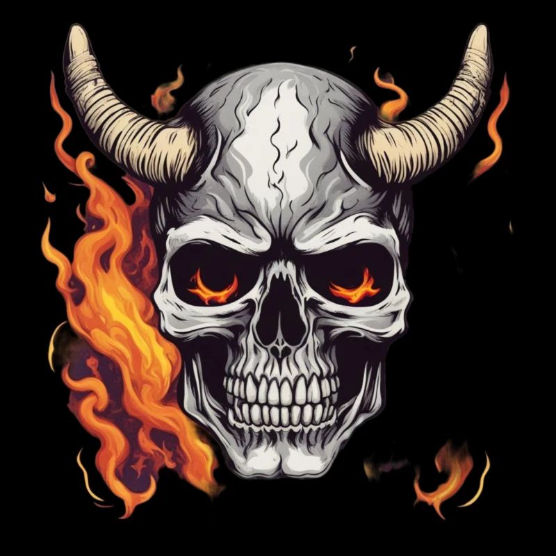 Horned skull with fire | Sticker art