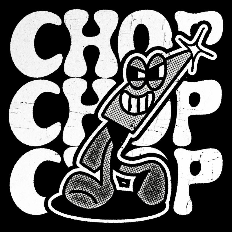 Vintage Cartoon Küchenmesser Maskottchen hacken