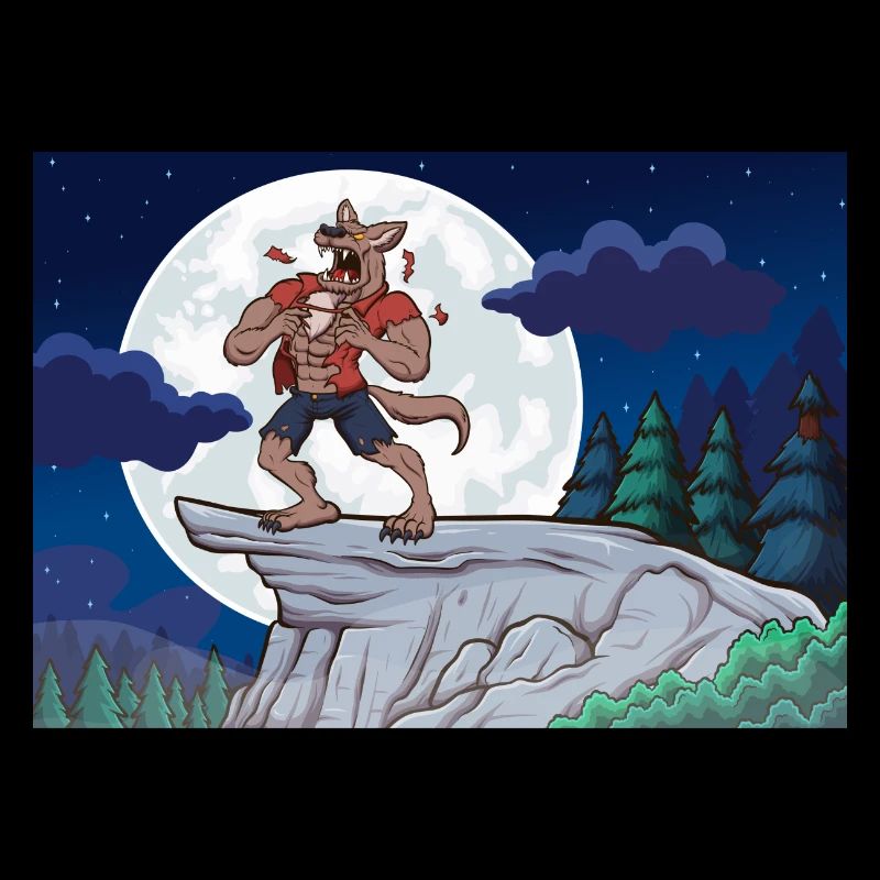 Howling Werewolf On Full Moon