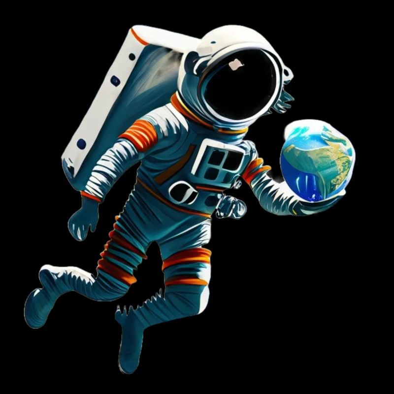 Astronaute avec des planètes