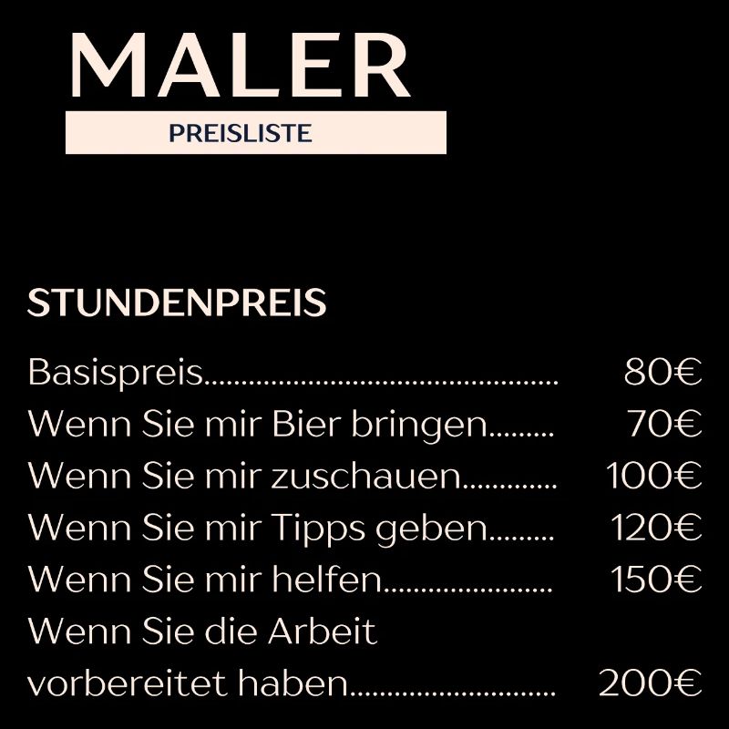 Stundenpreise Maler