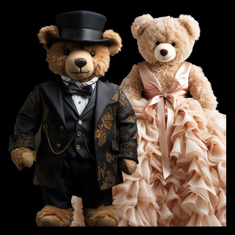 Two teddy bears newly married