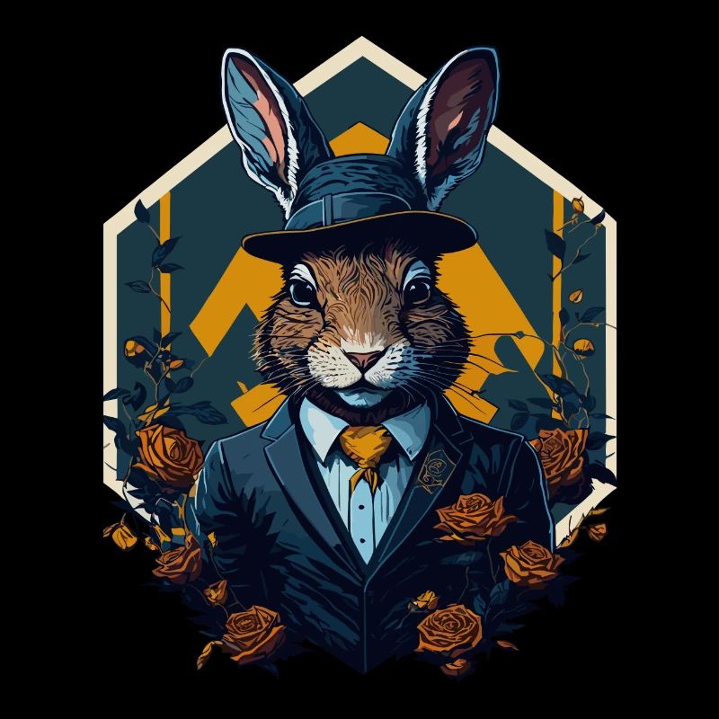 Hase mit Melone und Anzug